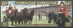 Gibraltar 1997 Goldene Hochzeit von Königin Elisabeth II. 801/02 ZD postfrisch - Bild 1 von 1