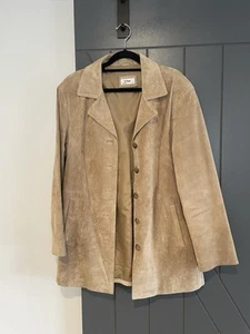 Suede Leather Jacket womens vintage brown camel tan - Picture 1 of 19