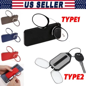 Mini Clip Nasensteg Lesebrille tragbare Presbyopiebrille mit Etui NEU - Bild 1 von 11