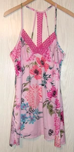 Secret Treasures Night Gown Pink Multicolor Floral Strappy Lace Racerback Medium - Picture 1 of 6