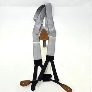 TRAFALGAR BLACK & WHITE STRIPE BUTTON SUSPENDERS BRACES MENSWEAR MENS OS WEDDING - Picture 1 of 13