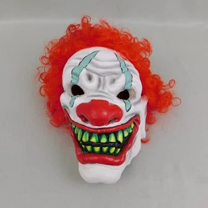 Foam Evil Creepy Clown Halloween Mask with Attached Wig - Adult One Size #9437 - Picture 1 of 6