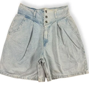 Vintage Kelly Kapowski 80er 90er Plissee hohe Taille Acid Washed Jeansshorts 11 Y2K - Bild 1 von 8