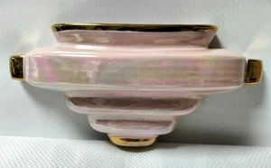 Sadler Pottery Vintage Wall Pocket Ceramic Pink Lustreware Art Deco Style Vase - Picture 1 of 15