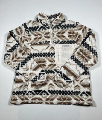 Columbia Sherpa 套衫女式 XL 阿兹特克 1/4 拉链袋鼠口袋 AL4910 — 第 1/4 张图片