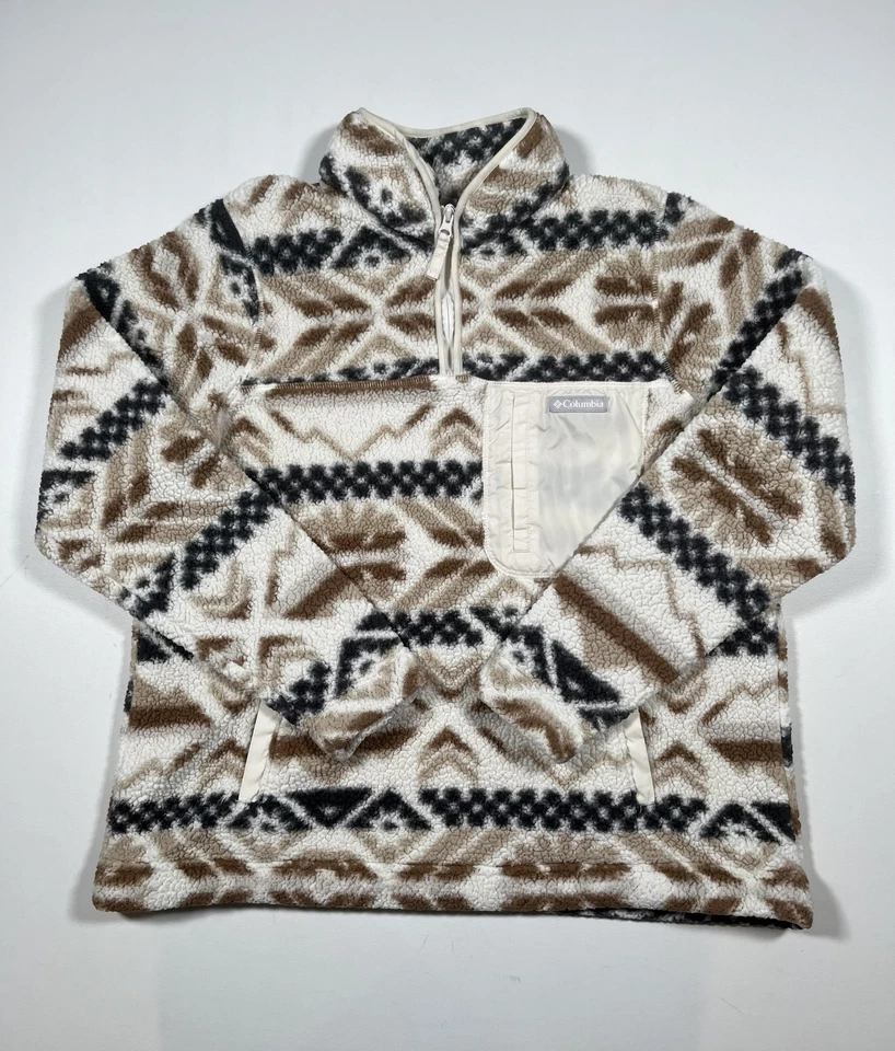 Columbia Sherpa Pullover Womens XL Aztec 1/4 Zip Kangaroo Pocket AL4910 - Image 1 of 4