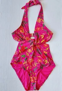NUEVO CON ETIQUETAS Kate Spade Mujer Nudo Frontal Halter Una Pieza Rosa $150 - Imagen 1 de 5