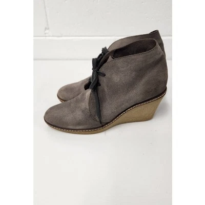 J.Crew Macalister 女式楔形麂皮绒短靴,8 码,灰色 — 第 1/4 张图片