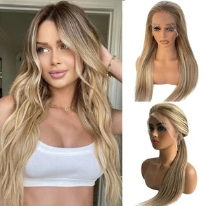 Peluca Highlight Rubia Ceniza Cabello Humano 13x4 HD Balayage Pelucas Sin Pegamento 150% Densidad... - Imagen 1 de 7