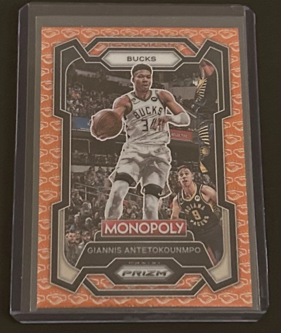 2023-24 Prizm Giannis Antetokounmpo Monopoly Orange Handshake Deal #49-25-AJQ