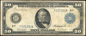 1914 $50 Fifty Dollar Atlanta Federal Reserve Note Fr#1046 - Picture 1 of 2