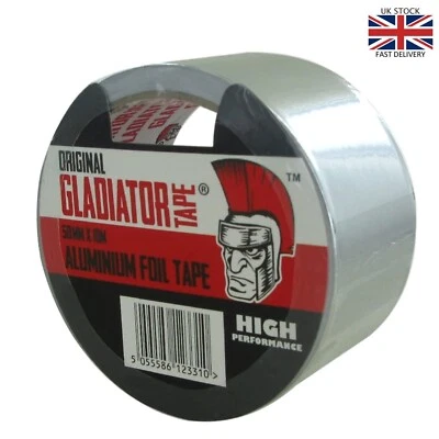 GLADIATOR TAPE UK Aluminium Tape 50mm x 10m Highly Adhesive Aluminium Foil Tape Gladiator
