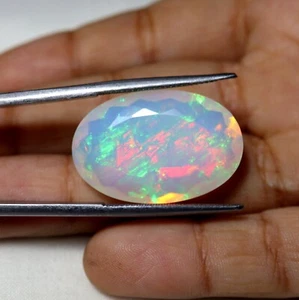 14,5 quilates natural AAA arco iris fuego ópalo etíope corte ovalado grande 26x17,4 mm - Imagen 1 de 16
