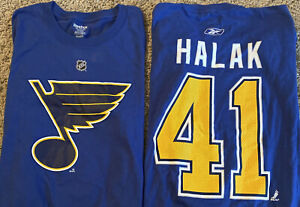St. Louis Blues Jaroslav Halak T-Shirt Reebok Blue NHL Hockey STL Mens XXL 2XL