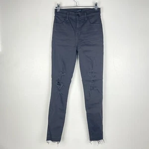 J Brand Alana Distressed High Rise Skinny Jeans Fray Hem Black Women 24 (25x26) - Picture 1 of 15