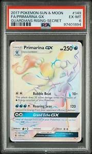 PSA 6 Primarina GX (Secret) Pokemon SM Guardians Rising Card # 149 - Picture 1 of 2