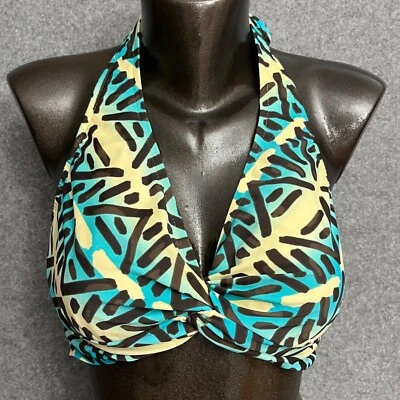 Sunsets 34E 34DD Halter Tie Underwire Traje de Baño Bikini Top Funky Azul Sujetador Talla Foto 1 de 4