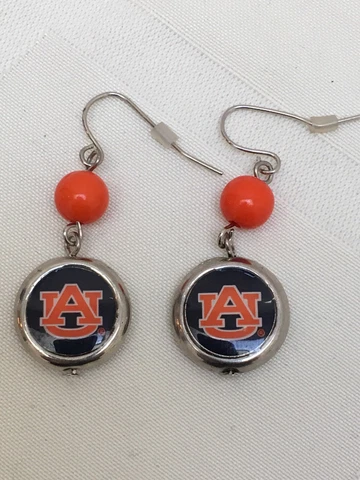 Auburn Tigers Earrings Silver Tone Dangling NCAA Final Four Basketball Vintage Cover