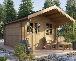 Gartenhaus Gerätehaus Holzhaus Blockhaus inkl. Fußboden 3x4m 44mm ALL IN - Bild 1 von 9