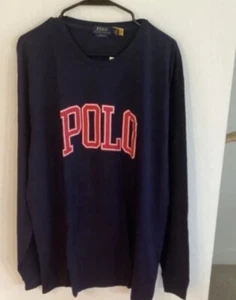 Polo Ralph Lauren Men's SZ XL Navy Logo Graphic Crew Long Sleeve T-Shirt NWT - Picture 1 of 2