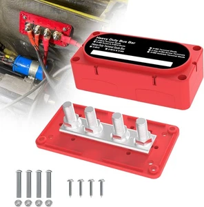 Heavy Duty Bus Bar 300A 12V Power Distribution 300A-3/8''(M10), Red - Picture 1 of 9