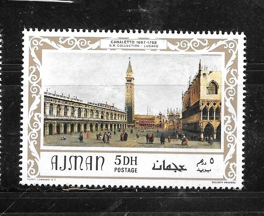 AJMAN CANELETTO 1989 АРХИТЕКТУРА MNH XF ОДИН ТЕМАТИЧЕСКИЙ/ПАМЯТНАЯ МАРКА - Изображение 1 из 1