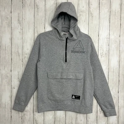 Reebok Gray Victory Half Zip Long Sleeve Hooded Pull Over Sweatshirt Boys 18 - Image 1 of 4