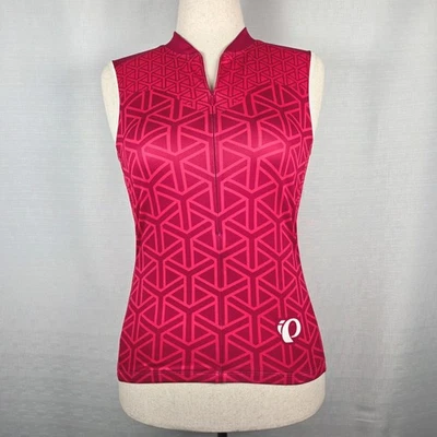 Camiseta deportiva de ciclismo Pearl Izumi para mujer mediana roja con estampado geométrico sin mangas Foto 1 de 4