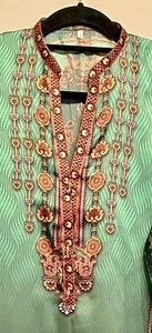 Pink Tulip Digital Print Silk Kurtis - Green - PR-0109 - Picture 1 of 5