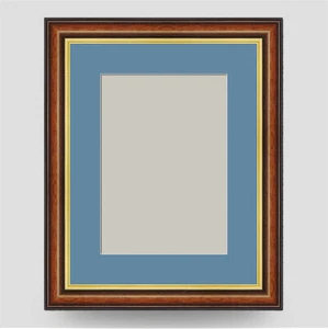 9x7 PICTURE PHOTO FRAME incl BABY BLUE Mount for 7x5 PICTURE BROWN GOLD - Picture 1 of 9