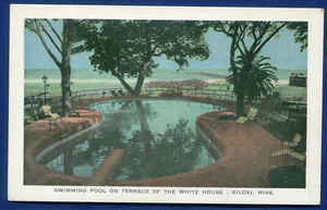 Biloxi Mississippi Swimming Pool Terrace of White House in color postcard #2 - Picture 1 of 2
