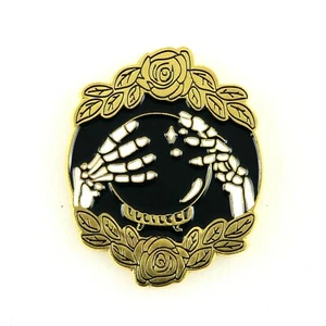 Skeleton Crystal Ball Roses Enamel Pin Fashion Jewelry Accessory - Picture 1 of 4