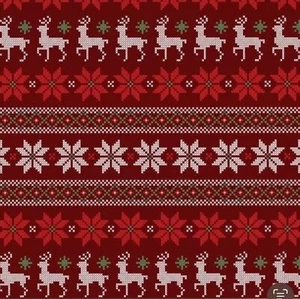 Reindeer Fabric Sweater Look Fabric Snowflake Cotton Fabric Xmas BTY - Picture 1 of 3