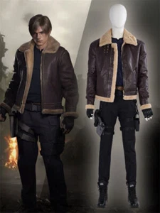 Resident Evil 4 Remake Leon S. Kennedy Chaqueta Abrigo Hombres Juegos con disfraces Disfraz Conjunto - Imagen 1 de 44