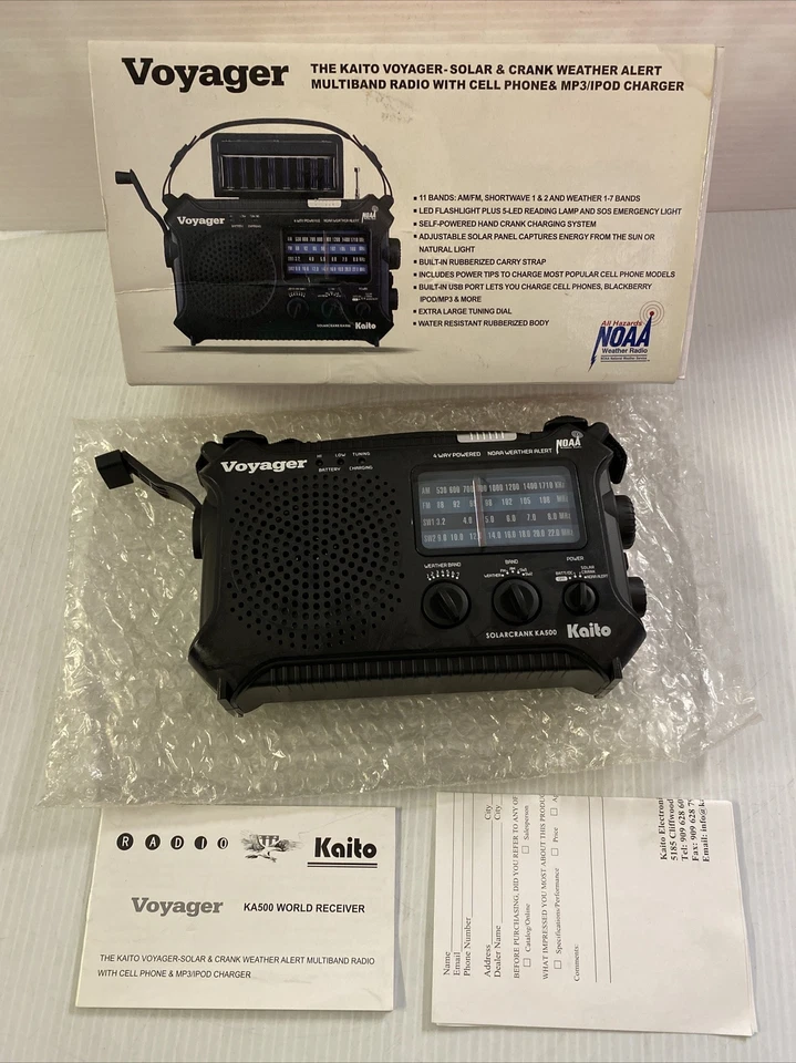 Kaito Voyager Solar Crank Weather Alert Multiband Radio Ka500