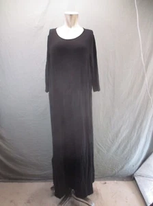 NWT KARI LYN Size 2X Womens BLK Round Neck Drawstring Long Sleeve Maxi Dress 162 - Picture 1 of 10