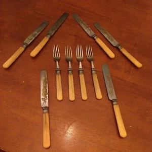 Antikes EPNS Sheffield England 10-teiliges Blumenbesteckset mit Zelluloidgriffen  - Bild 1 von 13