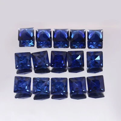 AAA Natural Ceilán Zafiro Azul Suelto Cuadrado Piedras Preciosas Corte Princesa -5 Piezas -5x5MM Foto 1 de 4
