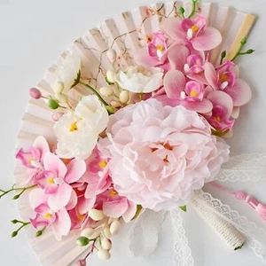 Formelle handgefertigte Blumen Handfächer | Hochzeit Braut Blumen, Party Blumen - Bild 1 von 3