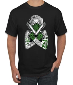 Camiseta Marilyn Monroe Hierba Marihuana Dos Armas Gráfico Camiseta - Imagen 1 de 25