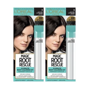 L'Oreal Paris Magic Root Rescue 10 Minute Root Permanent Hair Color 3 Soft Black - Picture 1 of 7