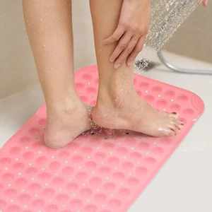 27.95 x 14.17" Non-slip Shower Mat with Suction Cup & Drain Hole, Pink - Picture 1 of 7