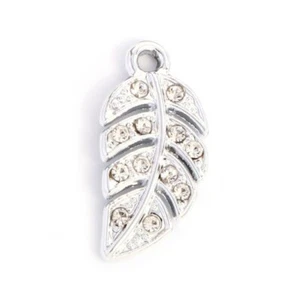 10 impresionantes colgantes con dije en forma de hoja en tono plata con detalle de diamantes de imitación transparentes - Imagen 1 de 1