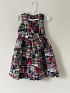 American Living Girls Size 5 Summer Dress Plaid Madras Wrap Around - Picture 1 of 6