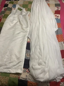vintage “JASMINE” WHITE JEWELED WEDDING DRESS WOMEN’S 12 w/TRAIN SLEEVELESS gown - Picture 1 of 13