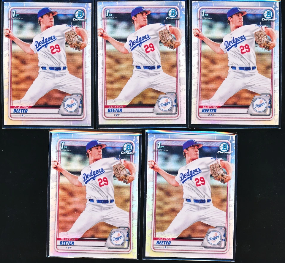 5X CLAYTON BEETER 2018 BOWMAN DRAFT CHROME REFRACTOR 1ST PROSPECT RC #BD-30 LOT - Image 1 of 1