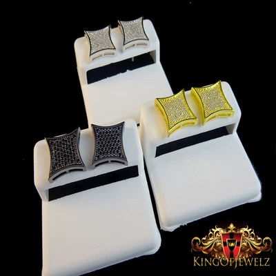  PENDIENTES CUADRADOS COMETA SIMULA XL DIAMANTE ACABADO ORO NUEVO PARA HOMBRE 12 MM  Foto 1 de 3