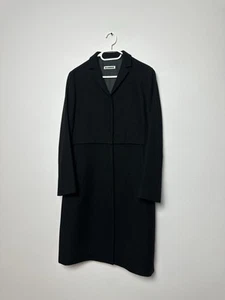 Jil Sander Angora/Lana Virgin Wool Long Coat Black Size 38 Women’s - Picture 1 of 20