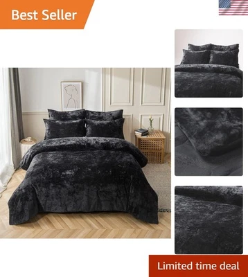 Suntuoso Juego de Edredón de Terciopelo Envejecido Talla Queen 5 Piezas, Lavable a Máquina Foto 1 de 4