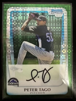 2011 Bowman Chrome Prospects PETER TAGO Rookie Refractor Rockies 1st - Image 1 of 2